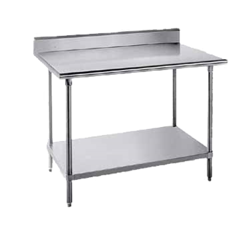 Advance Tabco KSS-368 96" W x 36" D 14 Gauge 304 Stainless Steel Top Galvanized Adjustable Undershelf Work Table Undershelf