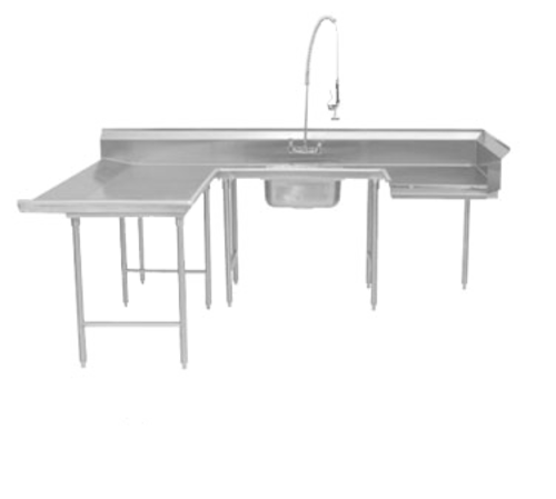 Advance Tabco DTS-U30-132L 108" W x 44.5" H x 132" D 14 Gauge Stainless Steel Legs U-Shaped Soiled Dishtable