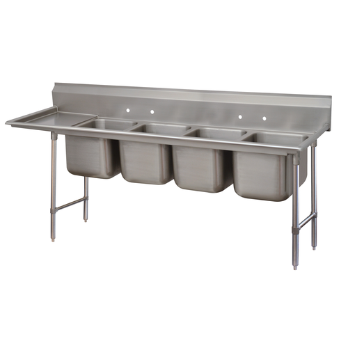Advance Tabco 93-4-72-18L 95" W x 28" D x 42" H Stainless Steel 16 Gauge 4-Compartments Regaline Sink