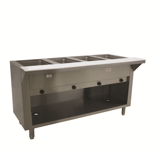 Advance Tabco HF-4G-LP-BS 4 Pans Stainless Steel Open Well Enclosed Base Liquid Propane Hot Food Table