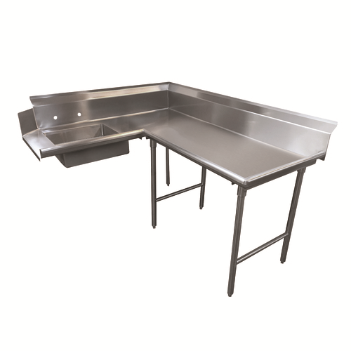 Advance Tabco DTS-K70-96R 95" L 16 Gauge 304 Stainless Steel L-Shaped Korner-Soil Dishtable