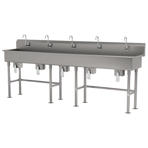 Advance Tabco FS-FM-100KV 100" W x 19.5" D x 42.5" H 14 Gauge 304 Stainless Steel Freestanding Multiwash Hand Sink