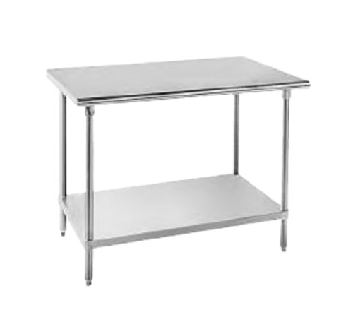 Advance Tabco AG-248 96" W x 24" D Stainless Steel Top Galvanized Adjustable Undershelf Work Table Work Table with Undershelf