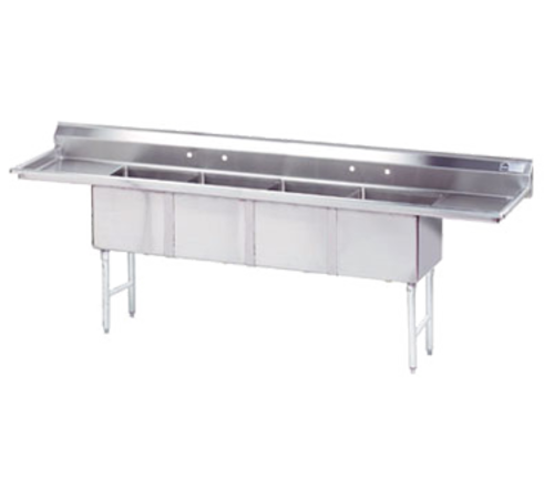 Advance Tabco FC-4-2424-24RL 144" W x 30" D x 42" H Stainless Steel 16 Gauge 4-Compartments Fabricated Sink