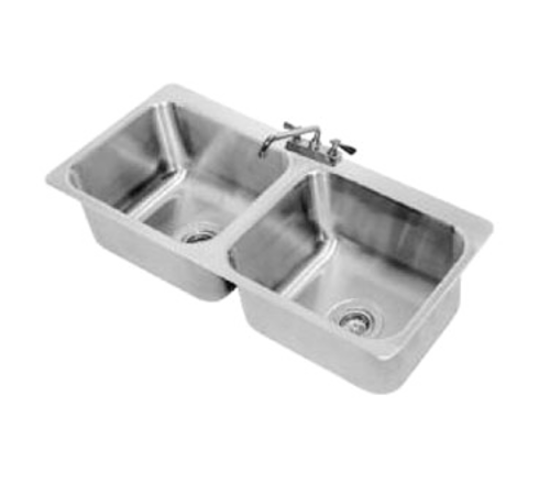 Advance Tabco DI-2-2012 45.5" W x 21" D x 12" H 18 Gauge 304 Stainless Steel 2-Compartment Drop-In Sink