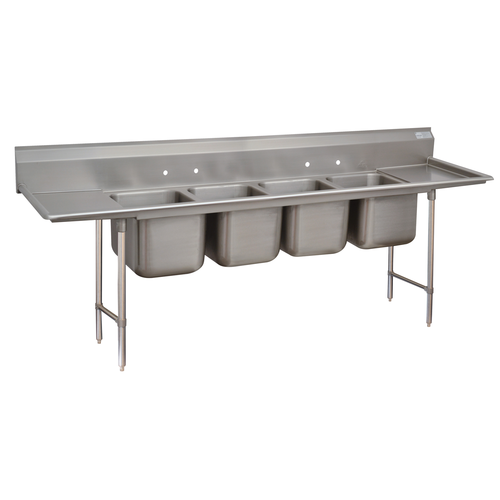 Advance Tabco 93-24-80-18RL 126" W x 28" D x 42" H Stainless Steel 16 Gauge 4-Compartments Regaline Sink