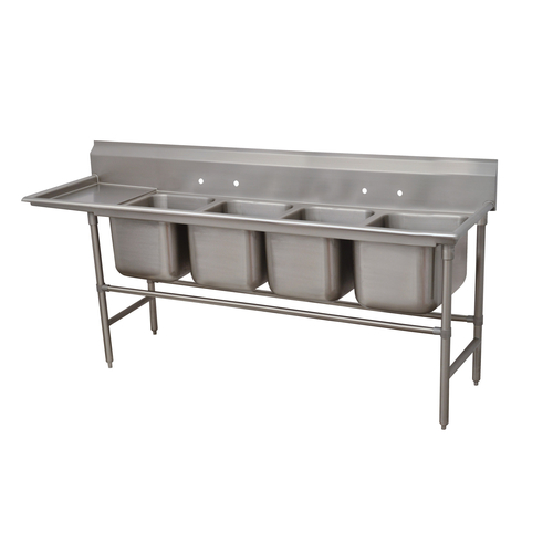 Advance Tabco 94-24-80-18L 111" W x 27" D x 45" H Stainless Steel 14 Gauge 4-Compartments Regaline Sink