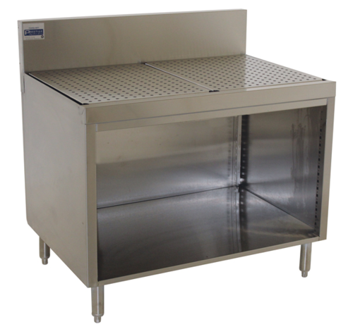 Advance Tabco PRSCO-19-42 42" W x 25" D Open Cabinet Base 7" Splash Prestige Underbar Drainboard Cabinet