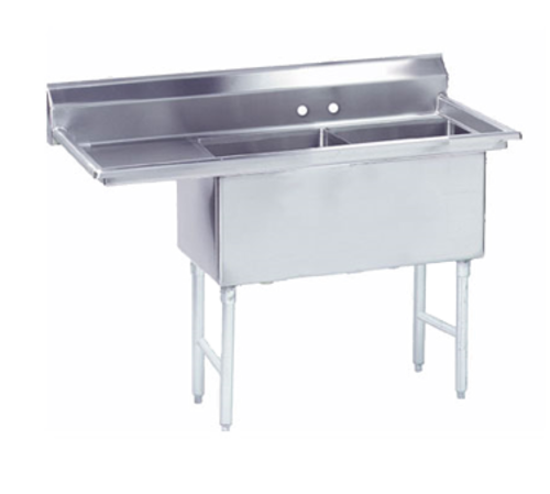 Advance Tabco FC-2-1824-24L 43" H x 62.5" W x 29.5" D 16 Gauge 304 Stainless Steel 2-Compartment Fabricated Sink