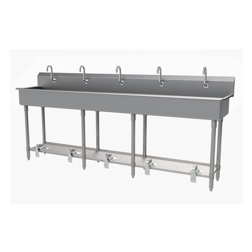 Advance Tabco FS-FM-100FV 100" W x 19.5" D x 42.5" H 14 Gauge 304 Stainless Steel Freestanding Multiwash Hand Sink