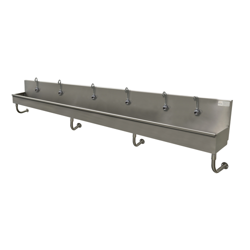 Advance Tabco 19-18-120EFADA 120" W x 19.5" D x 25.5" H 16 Gauge 304 Stainless Steel Wall Mounted Multiwash Hand Sink