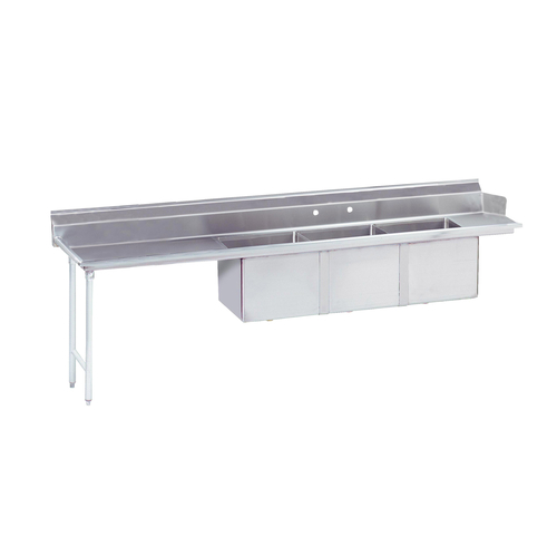Advance Tabco DTC-3-1620-144L 143" W 16 Gauge 304 Stainless Steel Straight Left Dish Machine Dishtable with 3-Compartment Sink