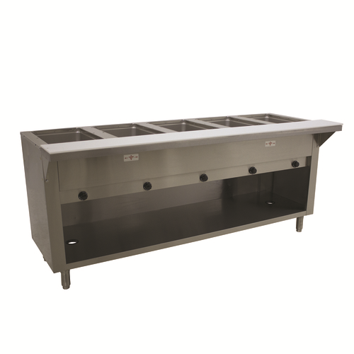 Advance Tabco HF-5G-LP-BS 5 Pans Stainless Steel Open Well Enclosed Base Liquid Propane Hot Food Table