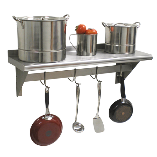 Advance Tabco PS-18-120 120" W x 18" D 18 Gauge Stainless Steel Single Shelf with Pot Rack