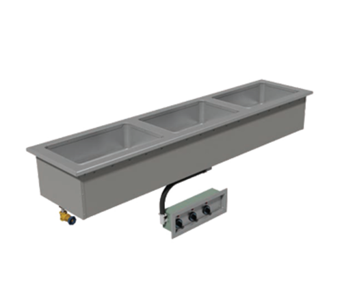 Advance Tabco DISLSW-3-120 3-Full Size Pan 304 Stainless Steel Drop-In Electric Slim Series Hot Food Well Unit with Drain - 120 Volts