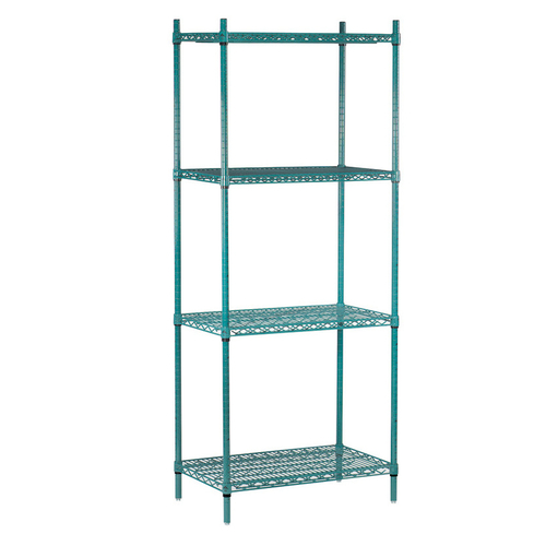 Advance Tabco EGG-1448 48" W x 14" D Green Epoxy Coated 4 Shelves Special Value Shelving Unit