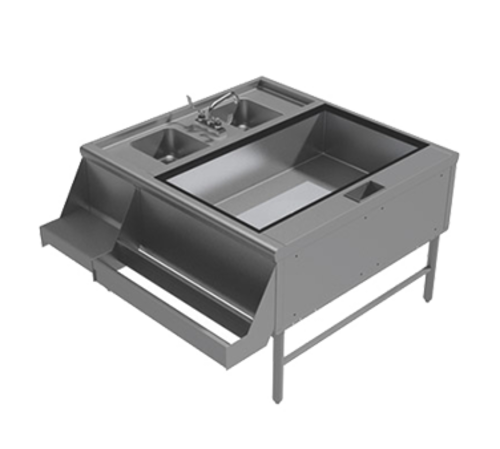 Advance Tabco PR-42X30-10-R 42" W x 29" H Stainless Steel Pass-Thru Ice Bin on Right Prestige Double Service Station