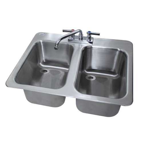 Advance Tabco DBS-2 25.5" W x 19" D Stainless Steel 2 Compartments 20 Gauge Drop In Bar Sink
