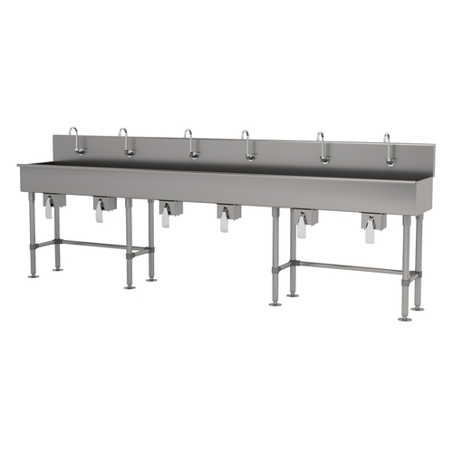 Advance Tabco 19-FM-120KV 120" W x 19.5" D 16 Gauge Freestanding Multiwash Hand Sink