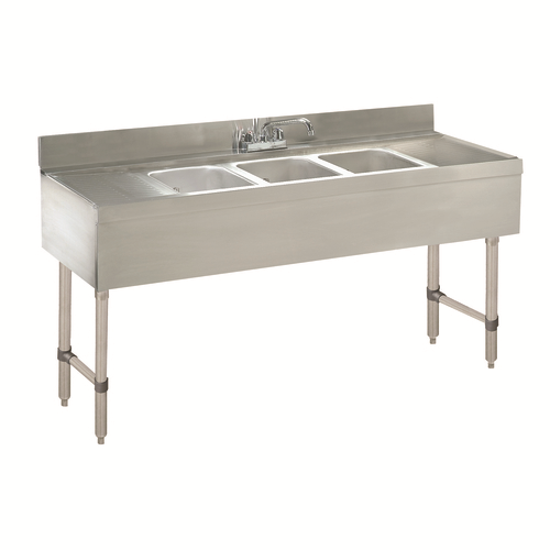 Advance Tabco CRB-73C 84" W x 21" D Stainless Steel 3 Bowls Underbar Basics Sink Unit