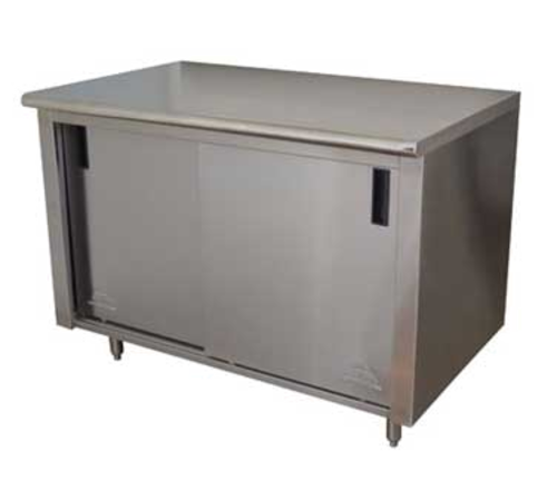 Advance Tabco CB-SS-2412M 144" W x 35.5" D 14 Gauge 300 Stainless Steel Sliding Door Work Table