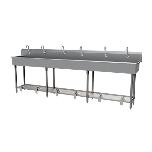 Advance Tabco FC-FM-120FV 120" W x 19.5" D 16 Gauge Freestanding Multiwash Hand Sink