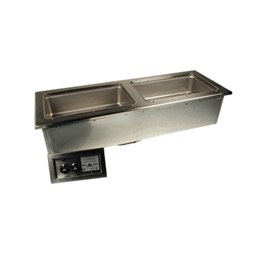 Advance Tabco DISLSW-4-240 4-Full Size Pan 304 Stainless Steel Drop-In Electric Slim Series Hot Food Well Unit with Drain - 208-240 Volts