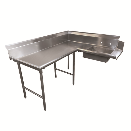 Advance Tabco DTS-K70-120L 119" L 16 Gauge 304 Stainless Steel L-Shaped Korner-Soil Dishtable