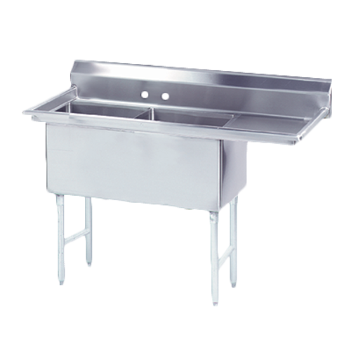 Advance Tabco FS-2-1620-18R 42" H x 52.5" W x 26" D 14 Gauge 304 Stainless Steel 2-Compartment Fabricated Sink