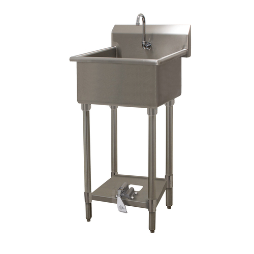 Advance Tabco FS-FM-2219FV 20" W x 19.5" D x 10" Deep Bowl 14 Gauge Stainless Steel Freestanding Service Sink