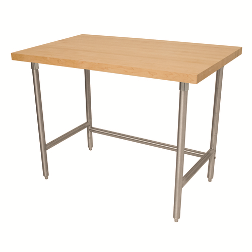 Advance Tabco TH2S-304 48" W x 30" D Wood Top with Stainless Steel Base Maple Top Work Table
