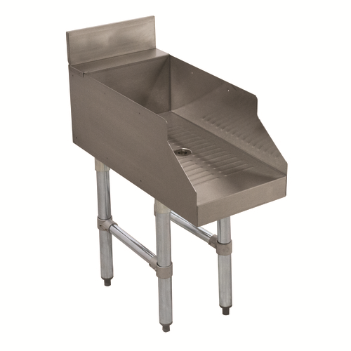 Advance Tabco CR-GS-12 12" W x 26" D Open Base 4" Splash Underbar Basics Recessed Drainboard