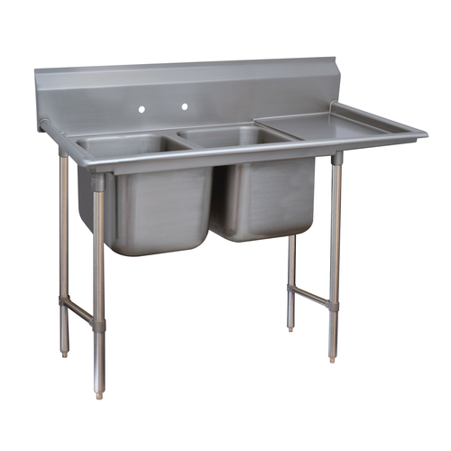 Advance Tabco 93-22-40-18R 42" H x 66" W x 28" D 16 Gauge 304 Stainless Steel 2-Compartment Regaline Sink