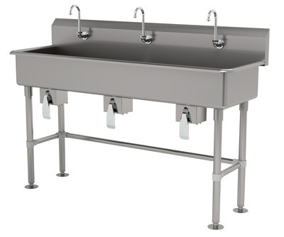 Advance Tabco FC-FM-60KV 60" W x 19.5" D 16 Gauge Freestanding Multiwash Hand Sink