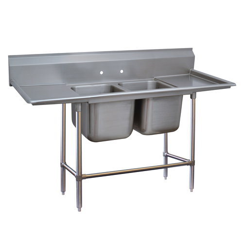 Advance Tabco 94-42-48-36RL 45" H x 125" W x 32" D 14 Gauge 304 Stainless Steel 2-Compartment Regaline Sink