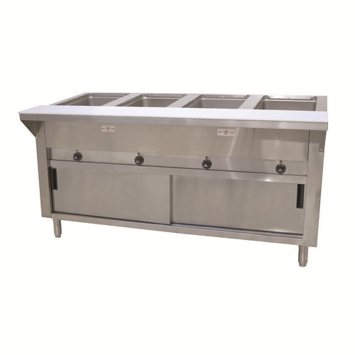 Advance Tabco HF-4E-120-DR 4 Pans Stainless Steel Open Well Enclosed Base Electric Hot Food Table - 120 Volts