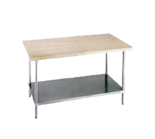Advance Tabco H2G-307 84" W x 30" D Wood Top with Galvanized Undershelf Maple Top Work Table