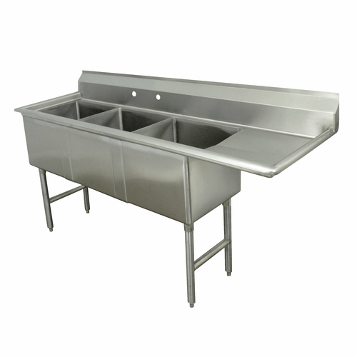 Advance Tabco FC-3-1515-15R 62.5" W 16 Gauge Stainless Steel Base Fabricated Sink