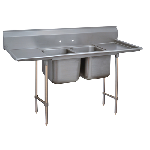Advance Tabco 9-2-36-24RL 42" H x 85" W x 28" D 18 Gauge 304 Stainless Steel 2-Compartment Regaline Sink