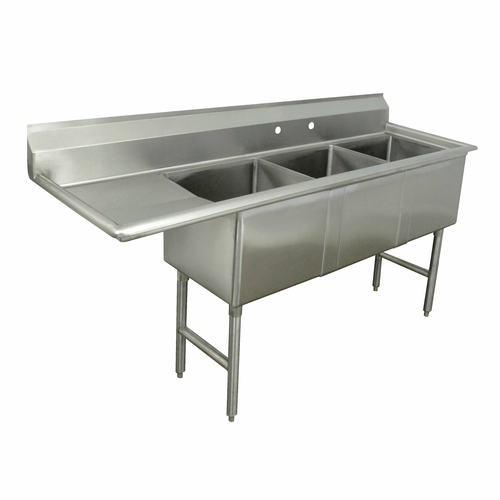 Advance Tabco FC-3-1515-15L 62.5" W 16 Gauge Stainless Steel Base Fabricated Sink