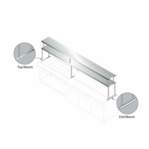 Advance Tabco CU-18-96-2 96" W x 18" D 18 Gauge Stainless Steel Double Overshelf