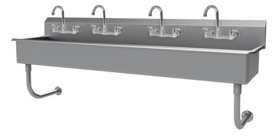 Advance Tabco FC-WM-80-F 80" W x 19.5" D x 29.5" H 16 Gauge 304 Stainless Steel Wall Mounted Multiwash Hand Sink