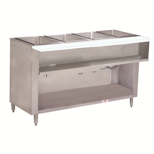 Advance Tabco WB-4G-LP-BS 4 Pans Stainless Steel Open Well Enclosed Base Liquid Propane Water Bath Hot Food Table