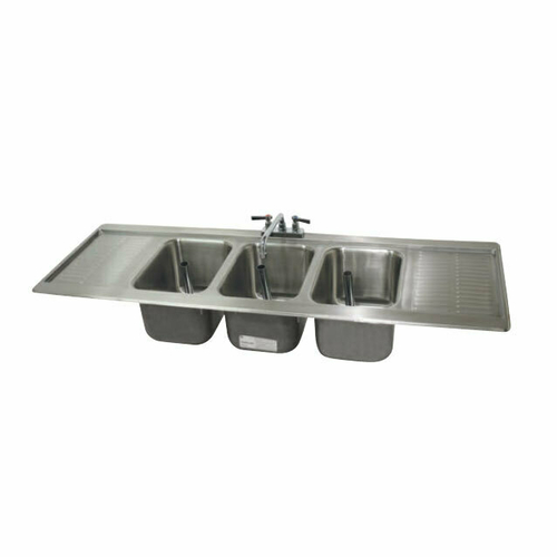 Advance Tabco DBS-63C 72.31" W x 21.13" D Stainless Steel 3 Compartments 20 Gauge Drop In Bar Sink