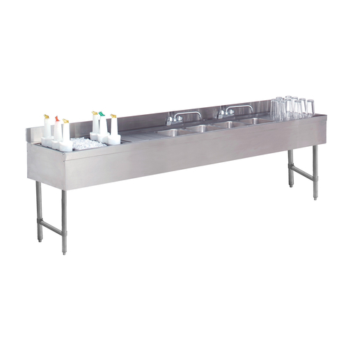 Advance Tabco CRC-84C-L 96" W x 21" D x 33" H Stainless Steel 4 Sinks Underbar Basics Combination Unit