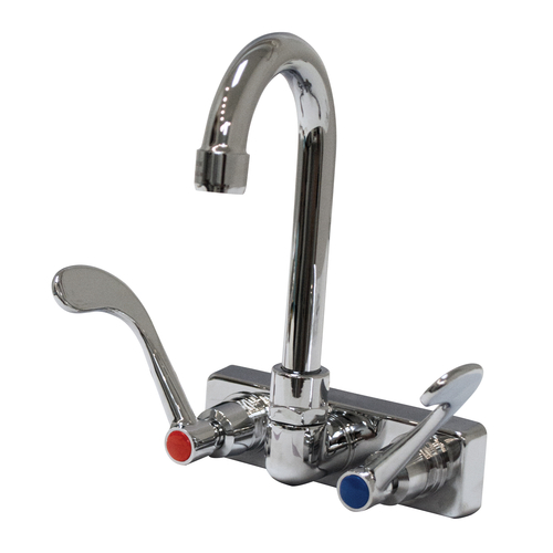 Advance Tabco K-316 4" Centers Splash Mounted Faucet with 3.5" Gooseneck Spout and Wrist Handles