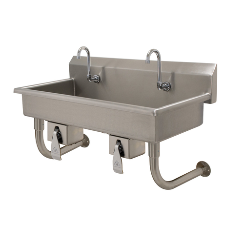 Advance Tabco FC-WM-40KV 40" W x 19.5" D x 29.5" H 16 Gauge 304 Stainless Steel Wall Mounted Multiwash Sink with Knee Valve