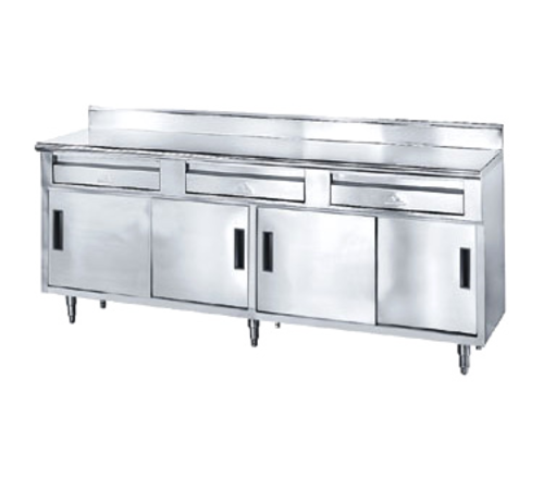 Advance Tabco SDRC-307 84" W x 30" D 304 Stainless Steel 14 Gauge Storage Cabinet with 5" H and 4 Sliding Doors