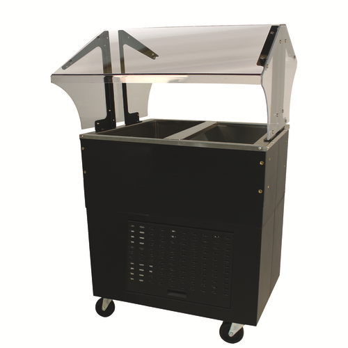 Advance Tabco BMACP2-B-SB 31.81" W Vinyl Covered Steel Mobile Serving Counter with Mechanically Assisted Cold Pan