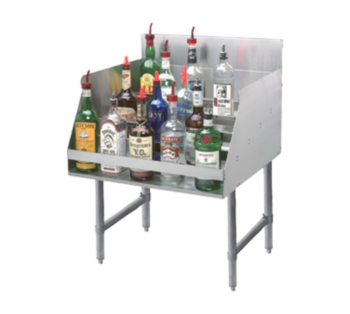 Advance Tabco LD-2118 18" W x 26" D 5 Steps Stainless Steel with 4" H Backsplash Liquor Bottle Display Unit